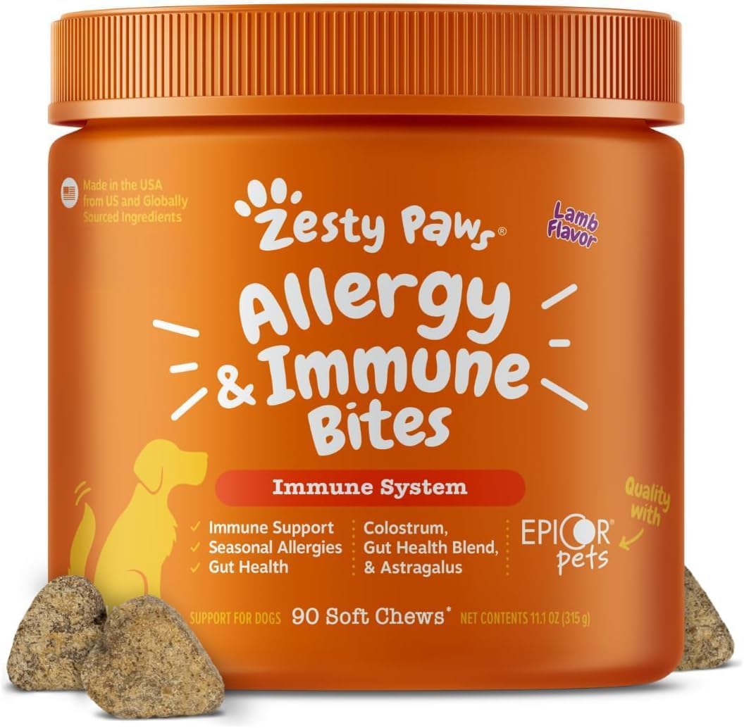 Allergy &amp; Immune Bites For Dog - Lamb Flavor - 90 Count Soft Chews