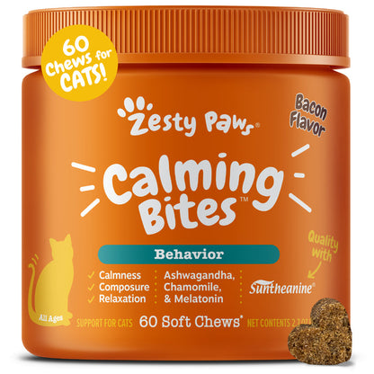 Calming Bites For Cat - Bacon Flavor  - 60 Count Soft Chews