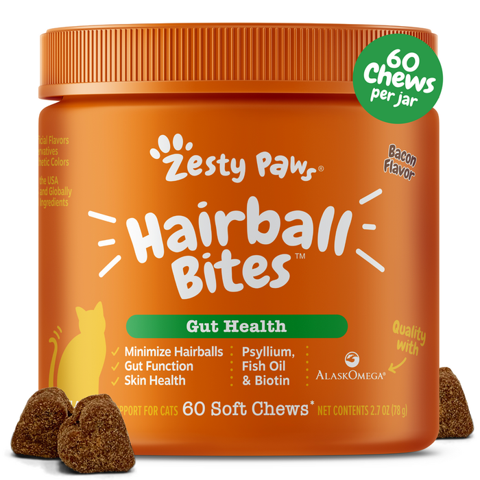 Hairball Bites For Cat - Bacon Flavor - 60 Count Soft Chews