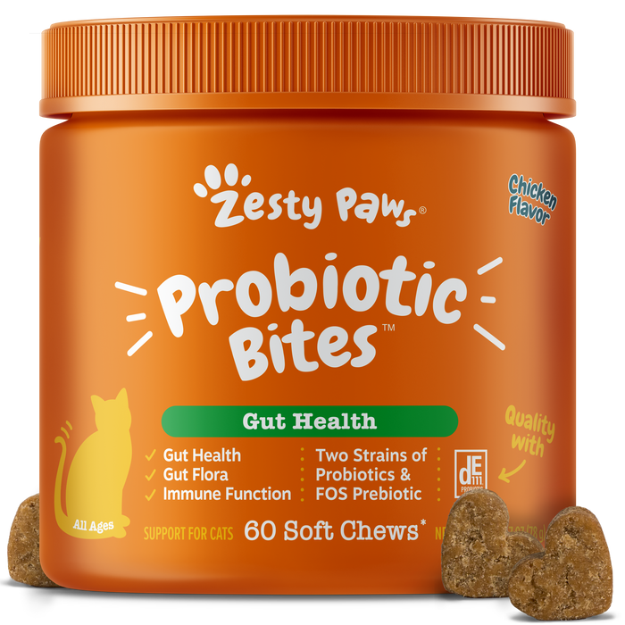 Probiotic Bites For Cats - Chicken Flavor - 60 Count Soft Chews