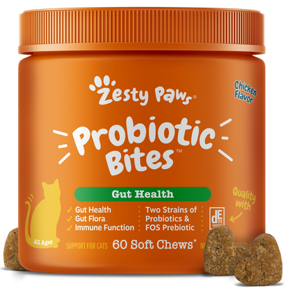 Probiotic Bites For Cats - Chicken Flavor - 60 Count Soft Chews