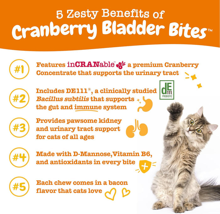 Urinary Tract Bites for Cats - Bacon Flavor - 60 Count Soft Chews