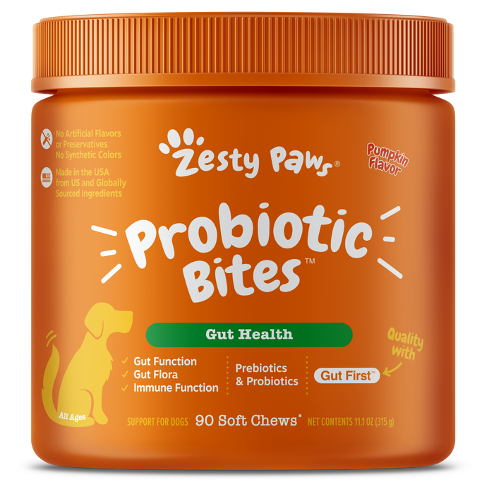 Probiotic Bites For Dog - Pumpkin Flavor - 90 Count Soft Chews